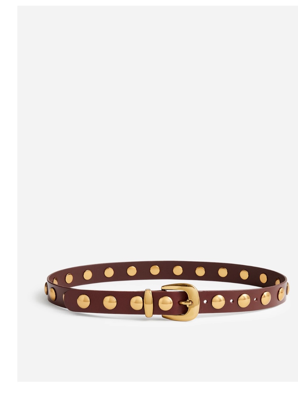 Madewell Brown Leather Belt with Gold Studs